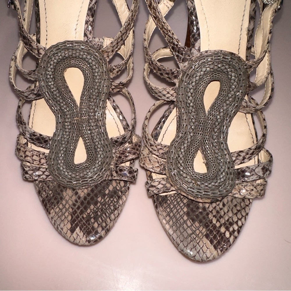 Calvin Klein Perla Python Platform Heels Tan Blac… - image 2